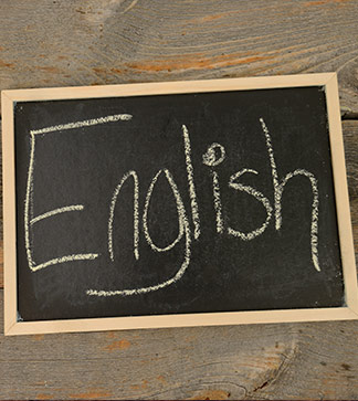 English written on a chalkboard