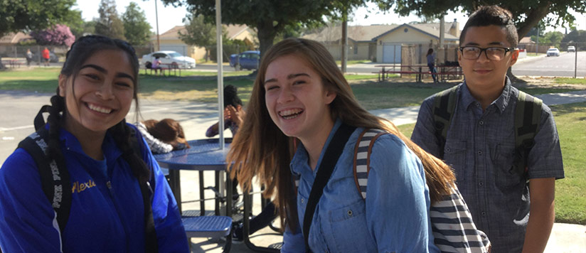 Students pose outside